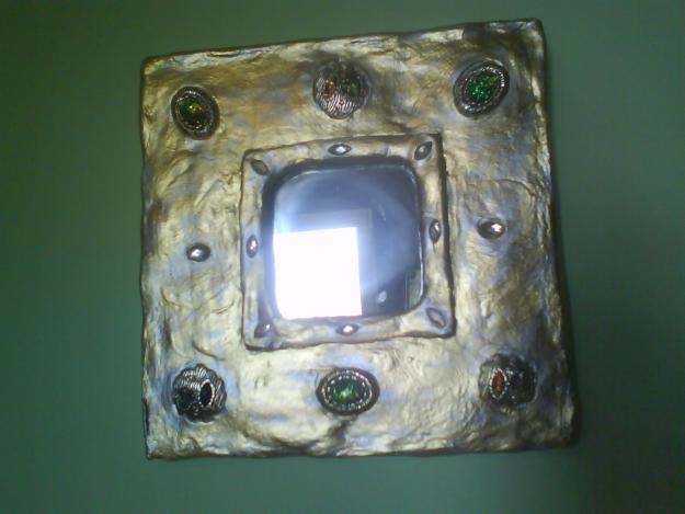 Espejo decorativo NUEVO artesanal metalizado-turquesa