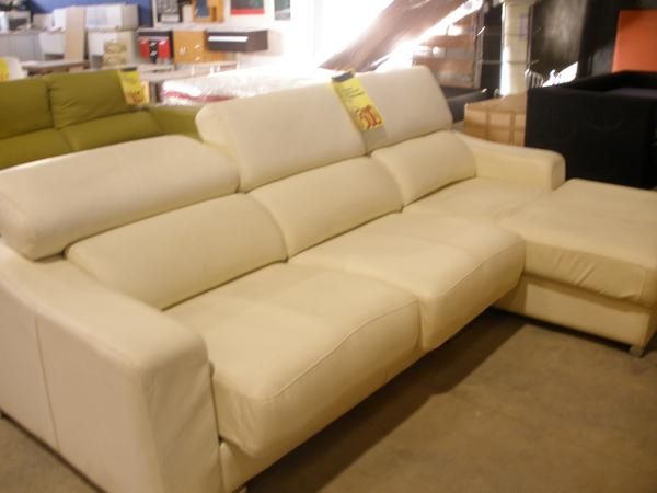 SOFA PIEL 3 PLAZAS +CHAISELONGUE