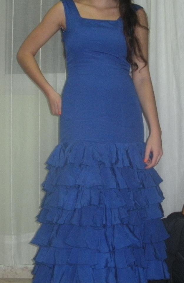 traje de flamenca color azul marino