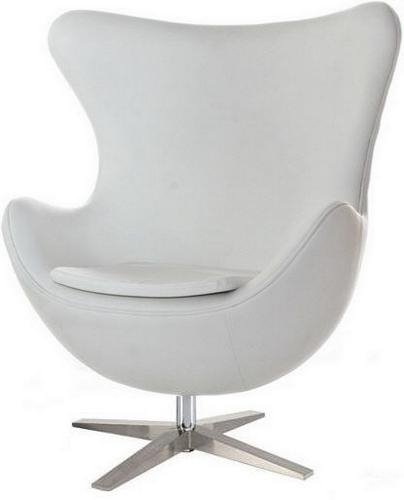 Sillón CHAIR EG-219, diseño, cromado, tapizado blanco.