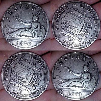 moneda de 5 pesetas de plata 1870