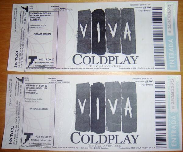 2 entradas concierto Colplay Barcelona