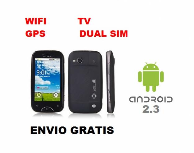 ANDROID 2.3 TELEFONO MOVIL LIBRE (NUEVO)- WIFI, TV, GPS, DUAL SIM - ENVIO GRATIS