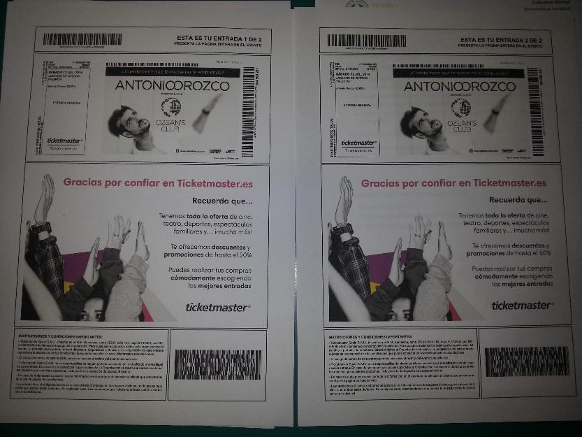 Entradas Antonio Orozco (Dos Orillas)