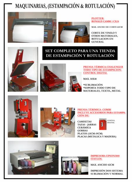 LOTE MAQUINAS ESTAMPACIÓN Y ROTULACIÓN