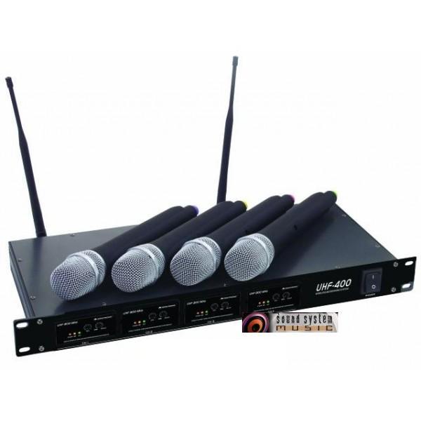 UHF-400 KIT DE 4 MICROFONOS INALAMBRICOS