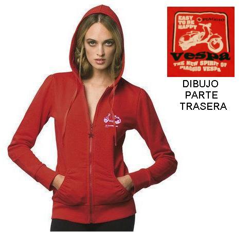 SUDADERA VESPA CAPUCHA CHICA ROJO