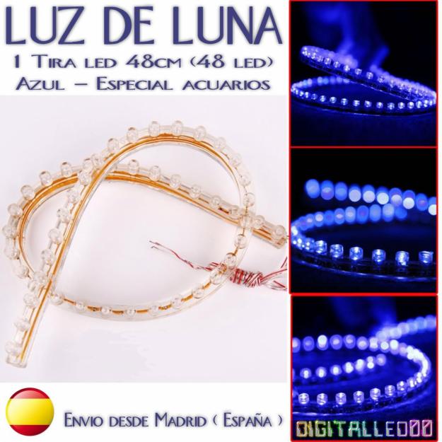 Luz de luna - tira led flexible 48cm 48 led azul terrario acuario impermeable