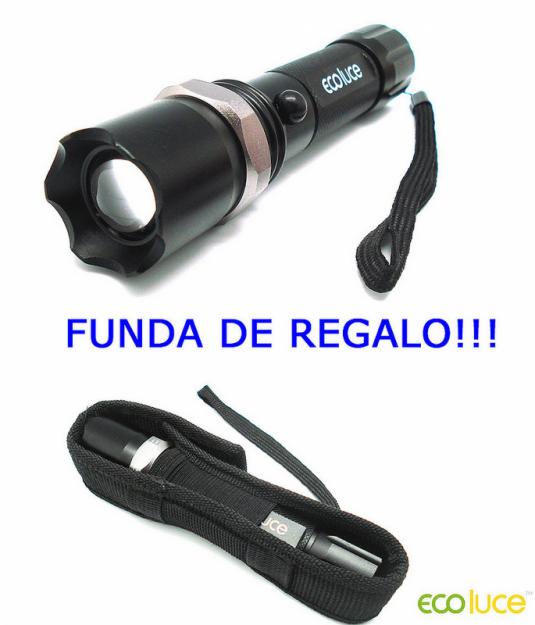 Linterna led cree q5, 800 lumens + bateria + cargador coche y electricidad+funda