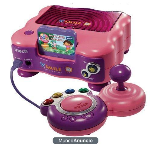 VENDO CONSOLA V SMILE ROSA DE NIÑA + 2 JUEGOS