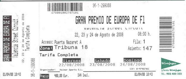 Regalo las mejores entradas para el Gp de Valencia 2008