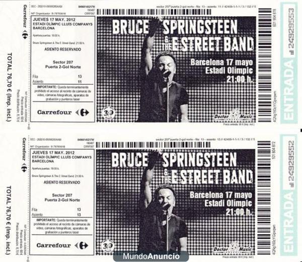 Entradas concierto Bruce Springsteen 17 Mayo Barcelona