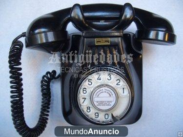 Teléfono antiguo bakelita español pared años 50.