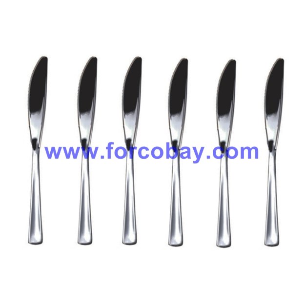 Cuchillo de plastico cromado 6 ud