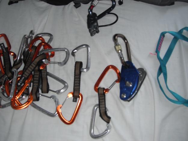 11 Black diamond quickdraws , 1 grigri , 1 atc , 1 runner