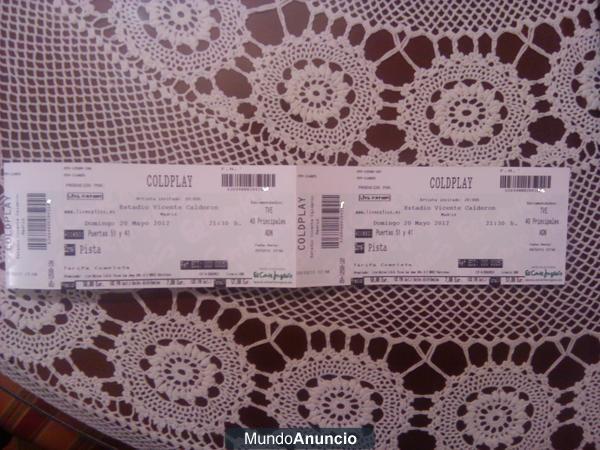 Entradas concierto COLDPLAY Pista. 20 mayo