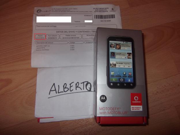 MOTOROLA DEFY SIN DESPRECINTAR tu lo ESTRENAS!!! +Tarjeta 2GB! (+FACTURA de HOY)