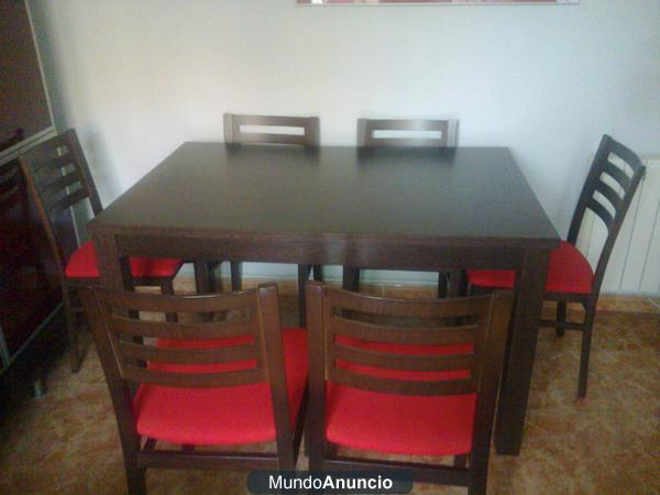 VENDO MESA DE MADERA + 6 SILLAS