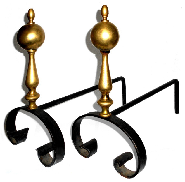 Morillos antiguos de hierro fundido y bronce