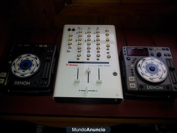 2 reproductores Denon Dns1000 y Mesa Dj Vestax VMC185 XL