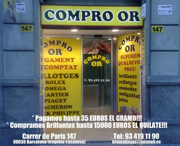 Compro Oro Relojes Joyas Brillantes Pago al Contado Tel: 934191190 Carrer de París 147