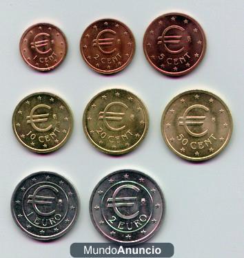 Monedas Euro prueba de Churriana (Málaga) en 1998. Serie completa