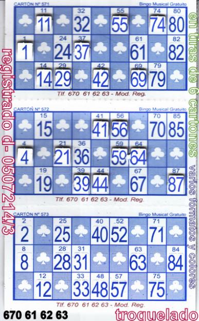 608 62 35 27 -cartones de bingo troquelados