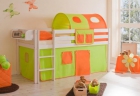 Cama semi alta infantil de pino macizo con cortinas - mejor precio | unprecio.es