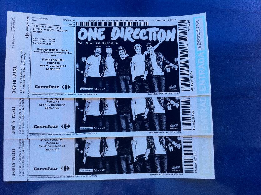 ONE DIRECTION WWAT Madrid 2014 entradas frente a escenario