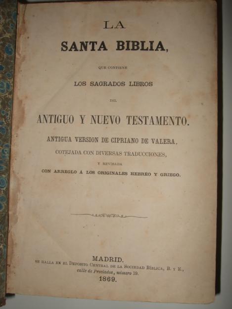 LA SANTA BIBLIA, 1869.