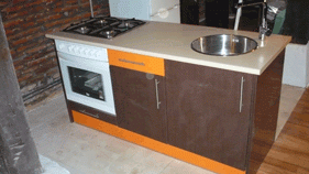 MUEBLE COCINA + HORNO + CAMPANA + 4 FUEGOS