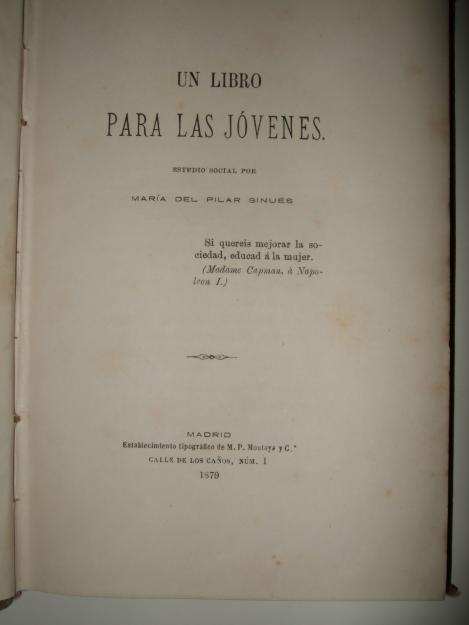 UN LIBRO PARA LAS JOVENES. 1879.