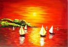 BARCO ROJO - CUADRO PINTADO A MANO - mejor precio | unprecio.es