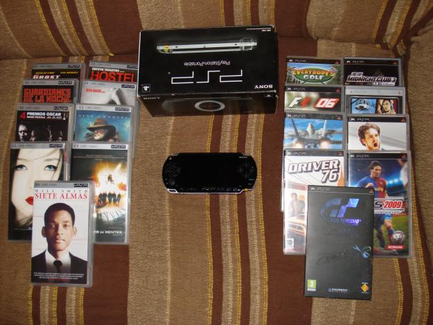 VENDO PSP 1004 CON 11 PELICULAS Y 9 JUEGOS +TARJETA 2 GB+FUNDA RIGIDA+CABLE USB =140 EUROS