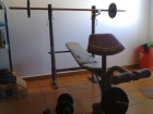 Banco con barra ,mancuernas y 72 kg en pesas - mejor precio | unprecio.es