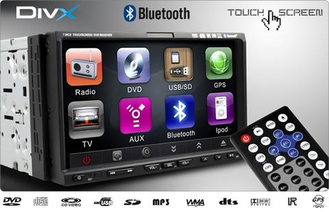 Autorradio 2Din DVD 7” Táctil con GPS,Bluetooth,Ipod y TV RFTGPS602