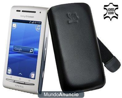 Suncase - Funda de cuero para Sony Ericsson Xperia X8, color negro