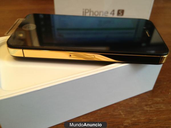 Apple iPhone 4S - 16GB - Negro (desbloqueado de fábrica) 24k marco de oro de bisel plateado