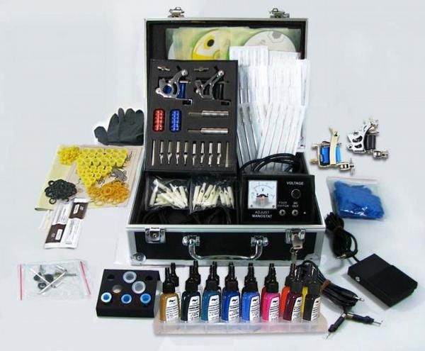 Kit de tatuar profesional, 4 Máquinas y 15 colores-200 eu