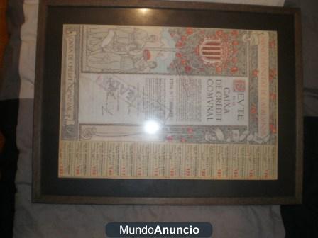 ACCIÓN ANTIGUA DE LA MANCOMUNITAT DE CATALUNYA DE 1915