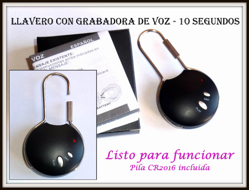 2 x Llavero grabador de voz de 10 segundos. Regalo ideal San Valentin con mensaje de amor