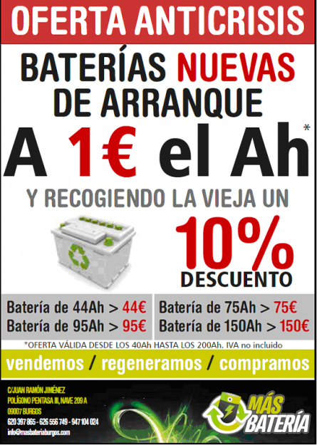 Venta, regeneración y recogida de baterías. Precio económico.