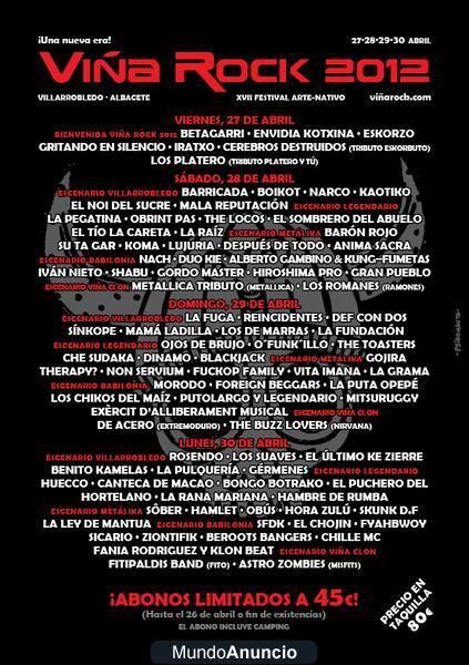 ENTRADAS VIÑAROCK 2012