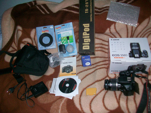 Camara reflex canon 550d + 18-55 is - kit completo