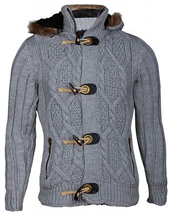 YOUNG & RICH Chaqueta Hombre Gris con Capucha Pelo