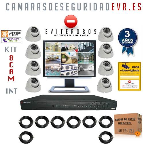 Kit cámaras de vigilancia económico interior · 8 cámaras domo completo