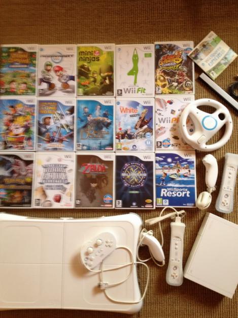 Wii+2 mandos+WiiFit+16 juegos+volante