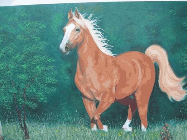 AL TROTE CABALLO EALIZADO EN OLEO PASTEL