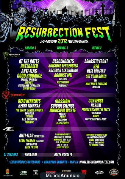VENDO 1-2 ENTRADA/S RESURRECTION FESTIVAL, DÍAS 2,3 Y 4  DE AGOSTO.