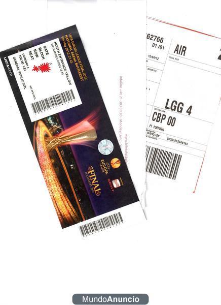 Ticket/boleto UEFA Europa League Final (Atl Madrid v Atlético de Bilbao)